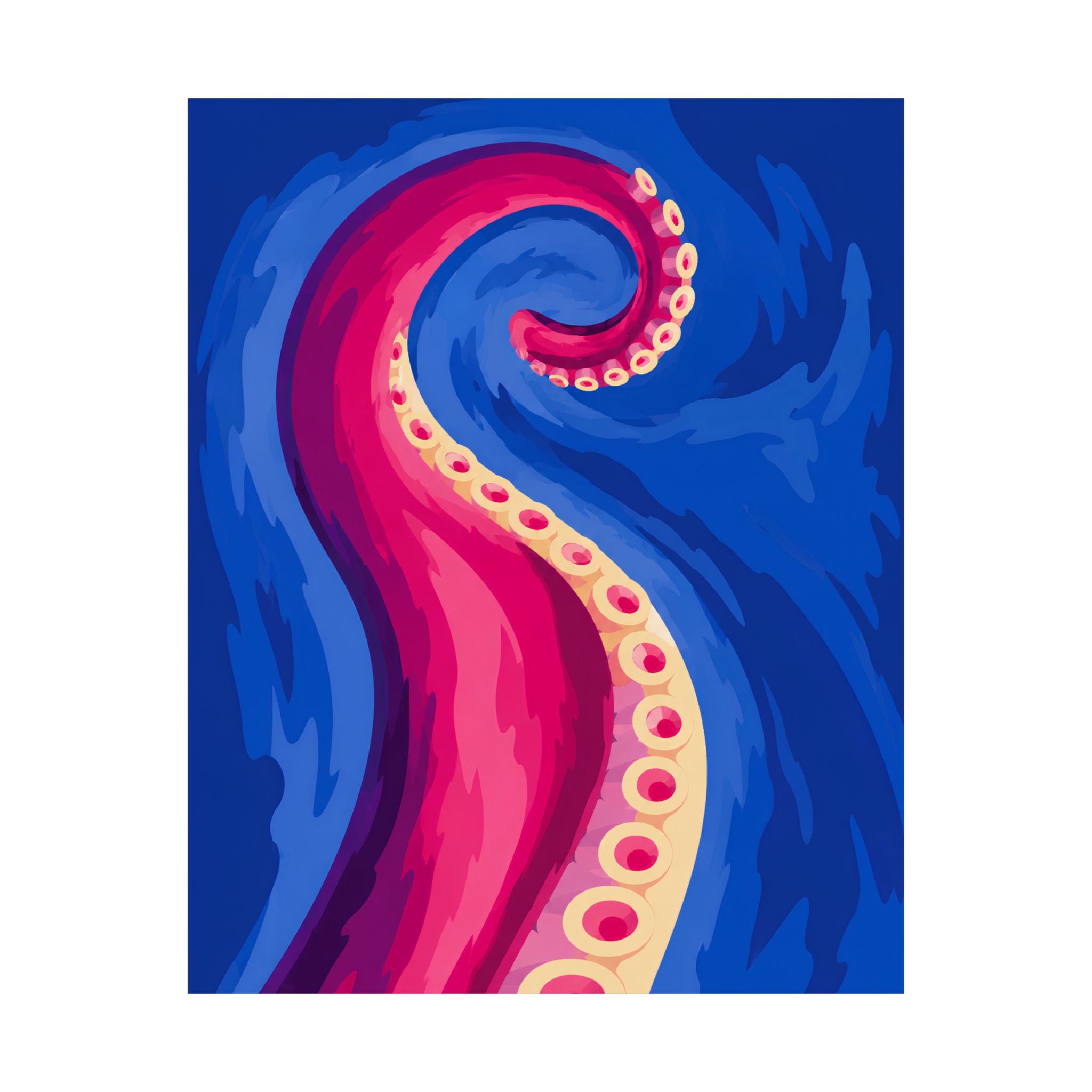 Octopus Tentacle Wave Matte Vertical Poster | Nautical Sea Art
