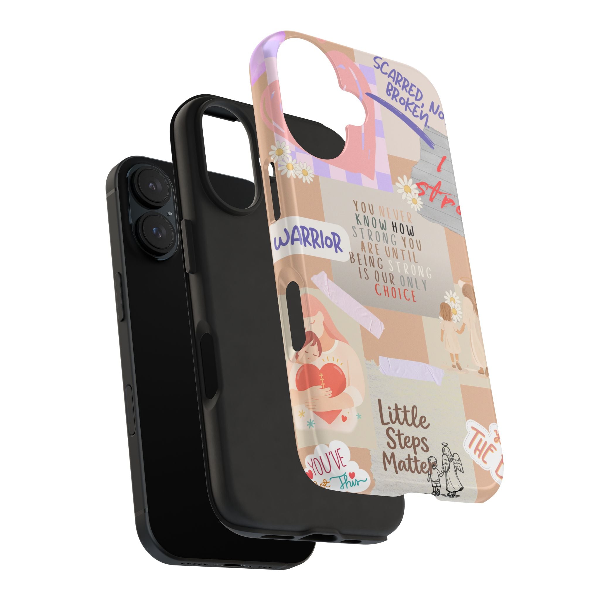 CHD Heart iPhone Case Pro Max Healing Collage Tough iPhone Case 17 16 15 14 13 12 11 mental health, encouragement, pastel stickers