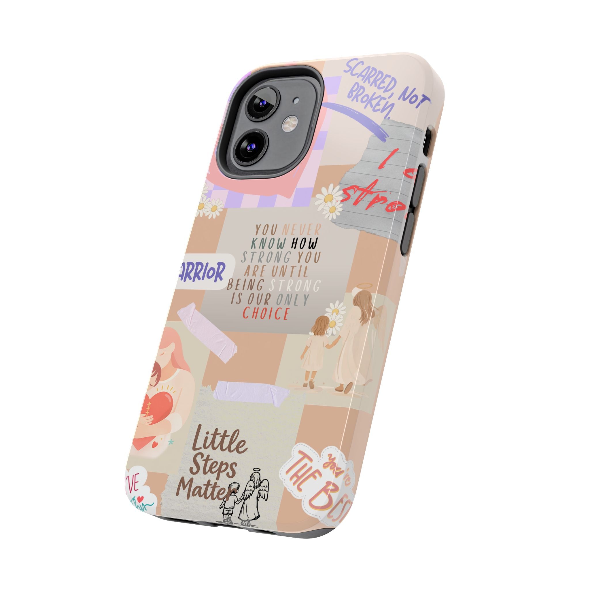 CHD Heart iPhone Case Pro Max Healing Collage Tough iPhone Case 17 16 15 14 13 12 11 mental health, encouragement, pastel stickers