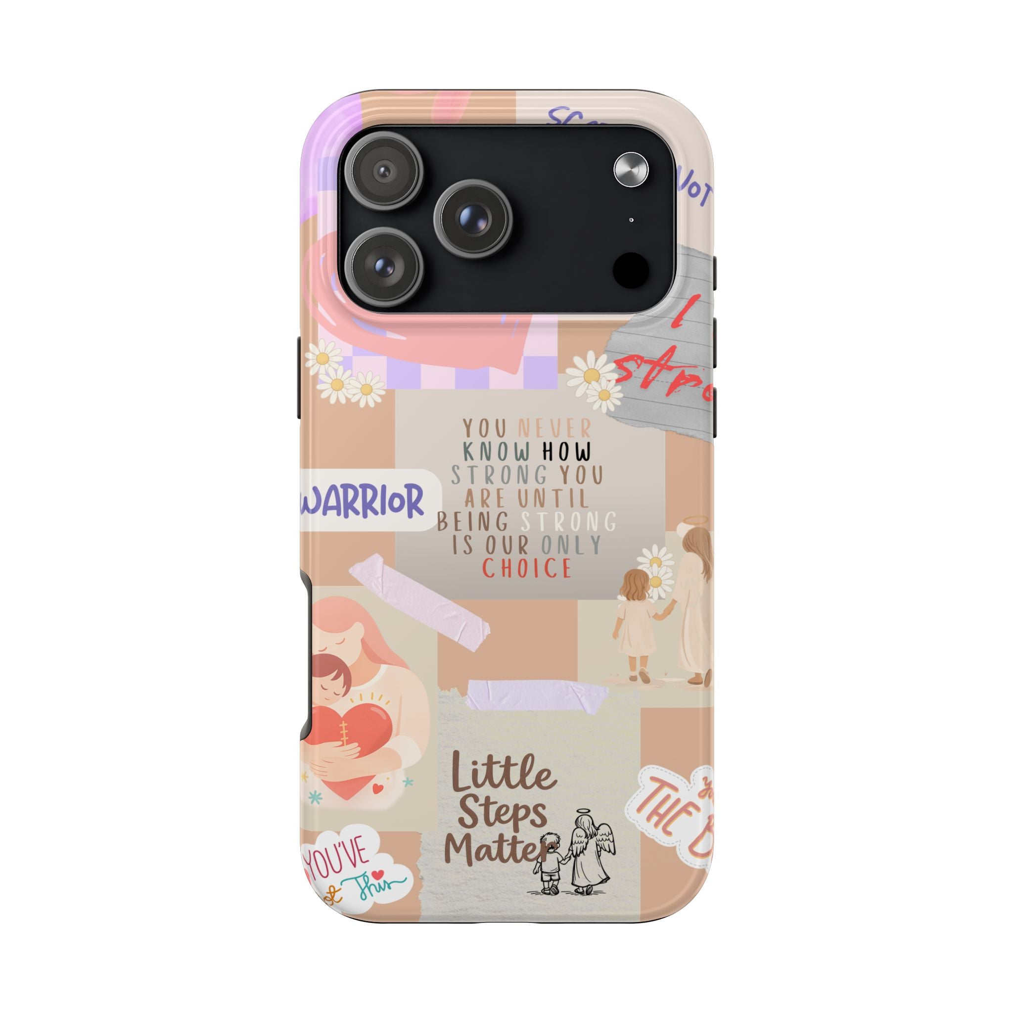 CHD Heart iPhone Case Pro Max Healing Collage Tough iPhone Case 17 16 15 14 13 12 11 mental health, encouragement, pastel stickers