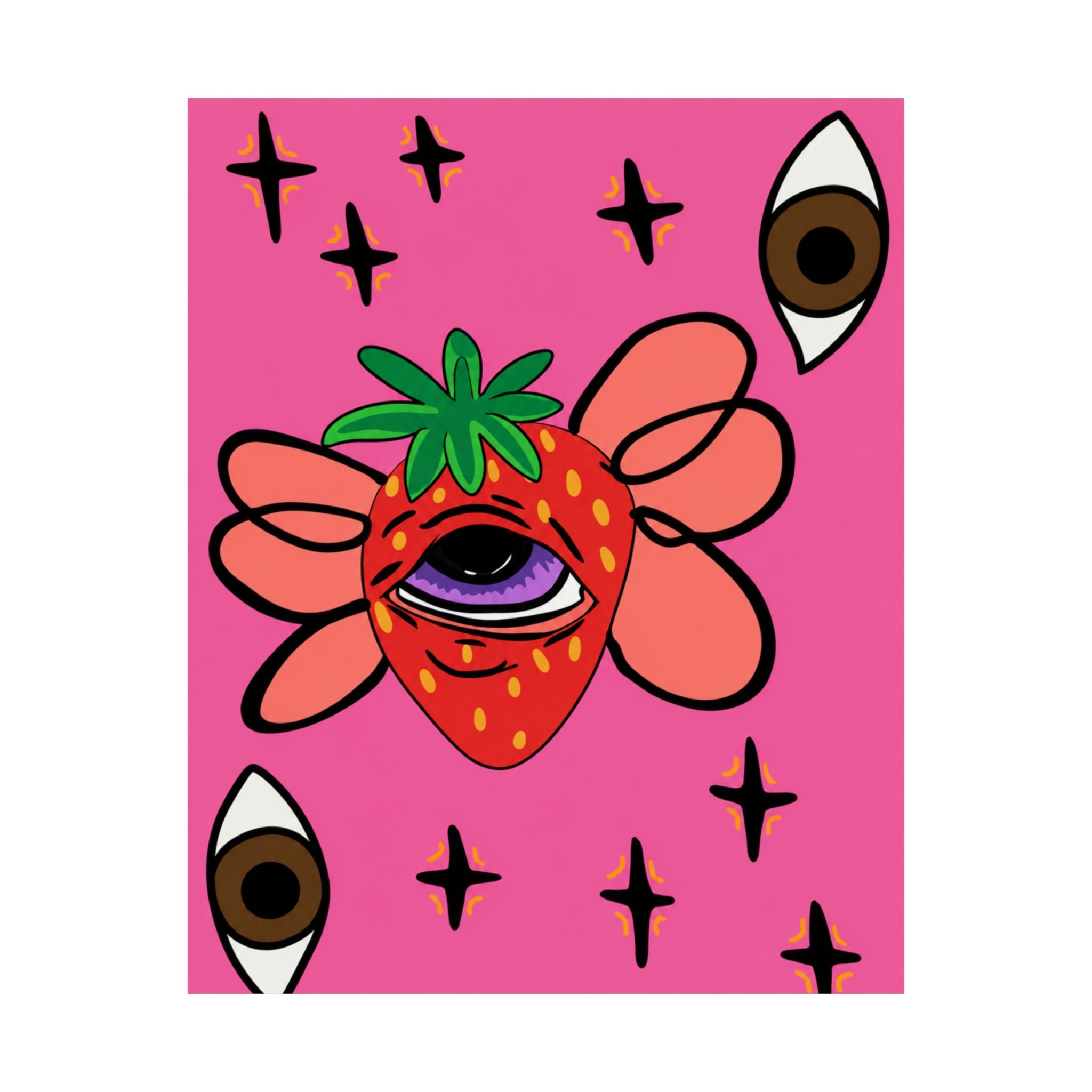 Psychedelic Strawberry Eye poster | Matte Vertical Posters