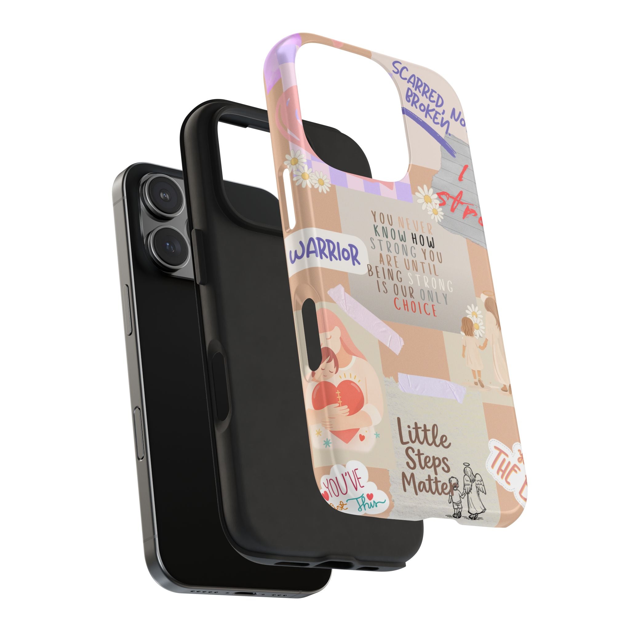CHD Heart iPhone Case Pro Max Healing Collage Tough iPhone Case 17 16 15 14 13 12 11 mental health, encouragement, pastel stickers