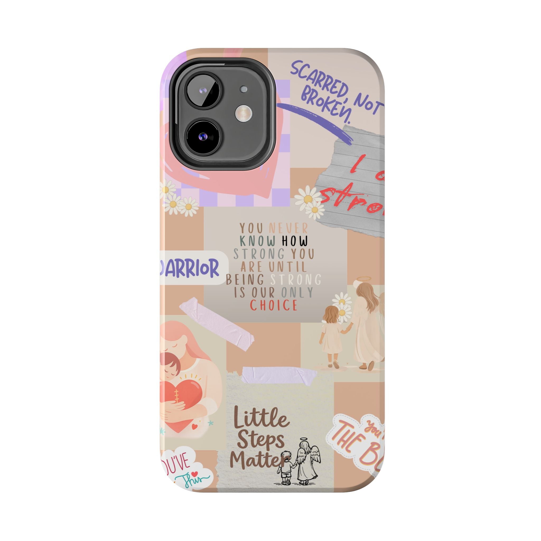 CHD Heart iPhone Case Pro Max Healing Collage Tough iPhone Case 17 16 15 14 13 12 11 mental health, encouragement, pastel stickers