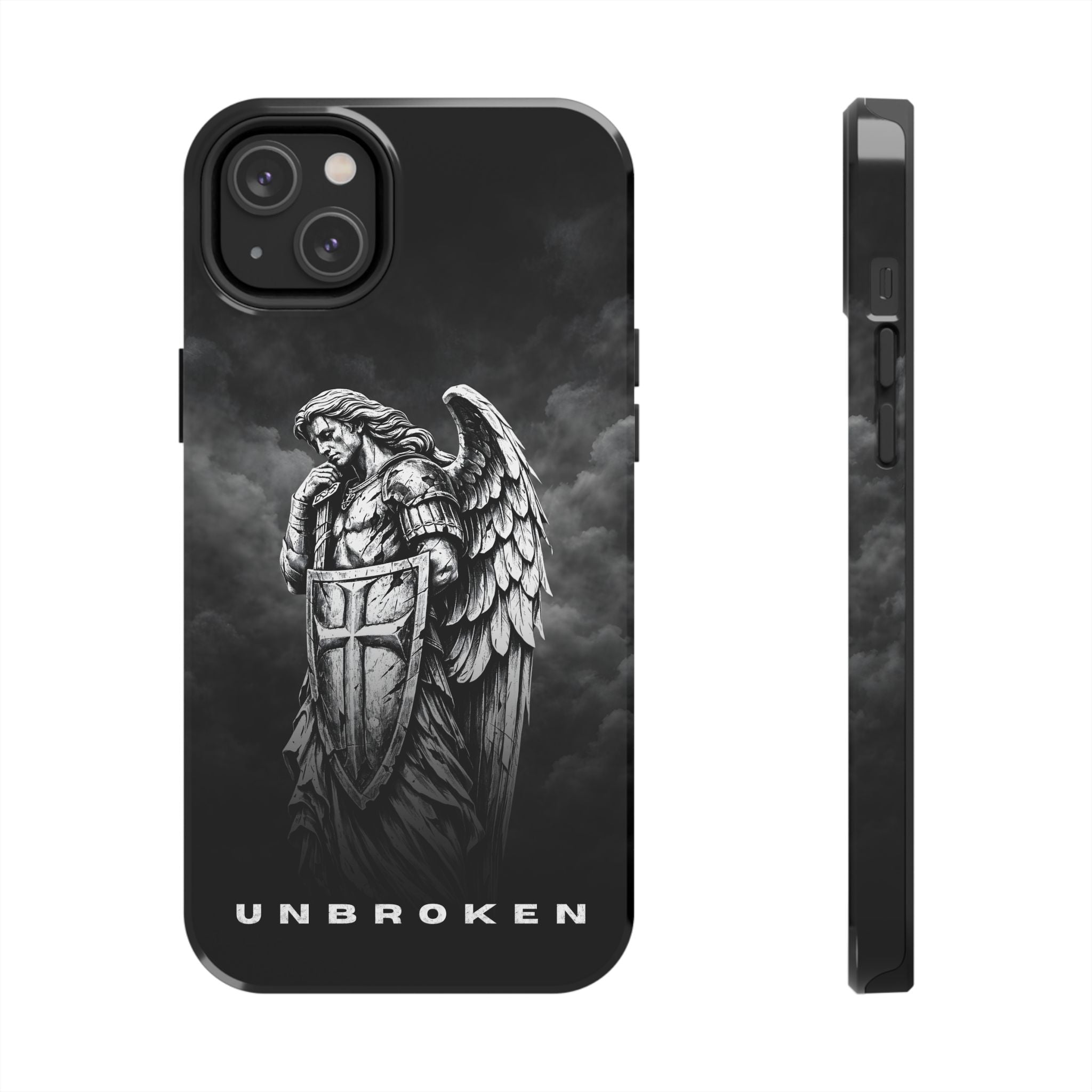Archangel Phone Case Black & White Angel Warrior iPhone 17 16 15 14 13 Case Faith Inspired Protective Case Gothic Christian Phone Cover