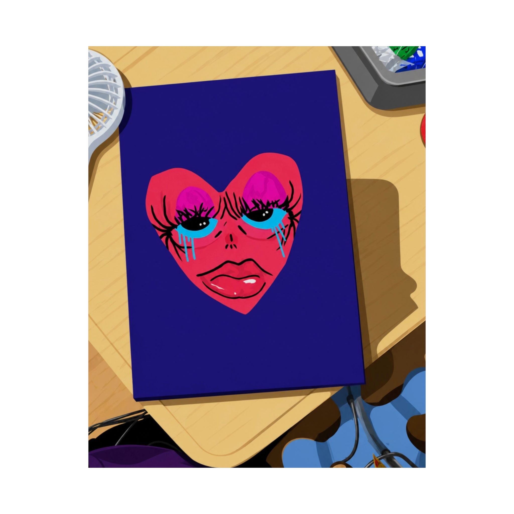 Crying Heart Face Poster | Matte Vertical Poster