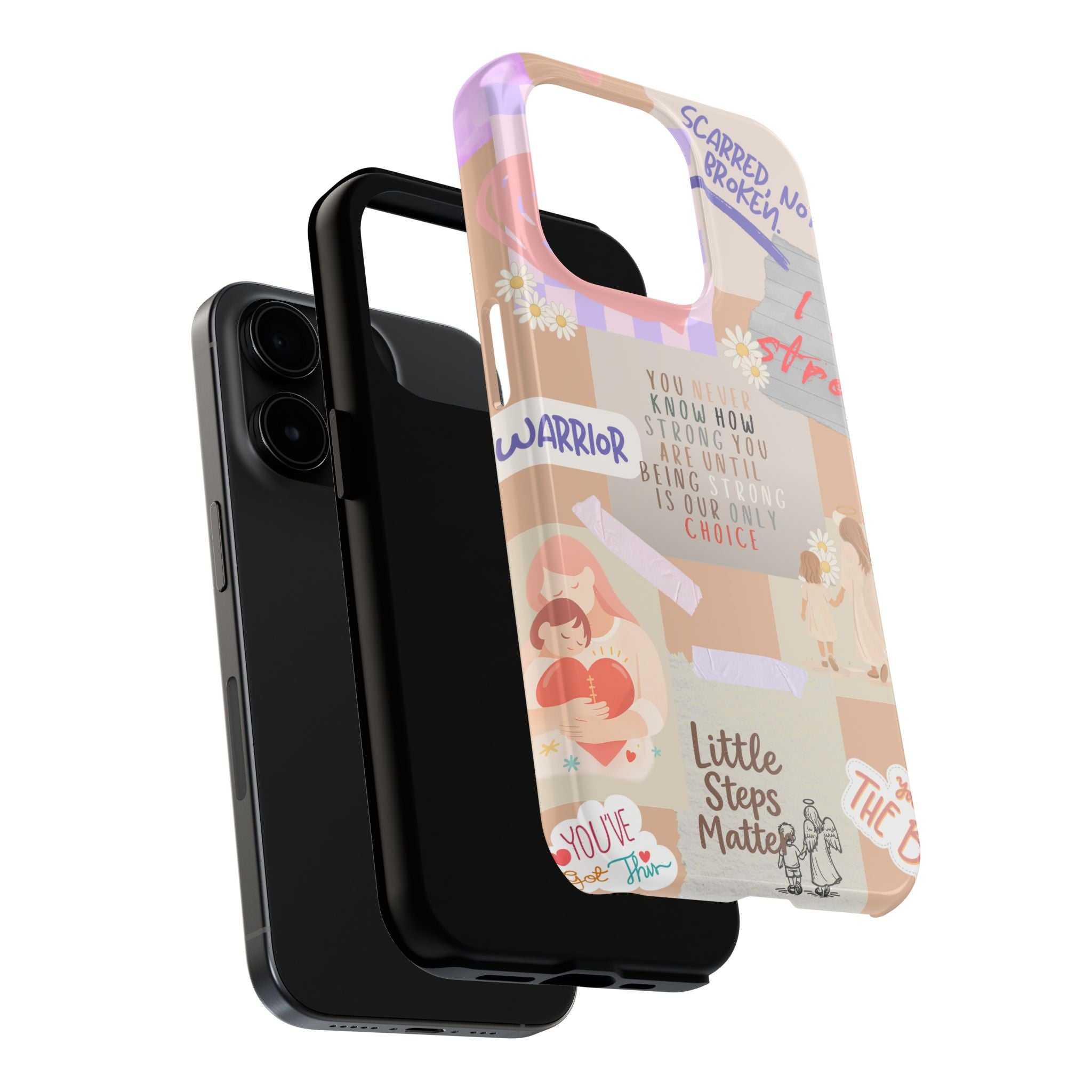 CHD Heart iPhone Case Pro Max Healing Collage Tough iPhone Case 17 16 15 14 13 12 11 mental health, encouragement, pastel stickers