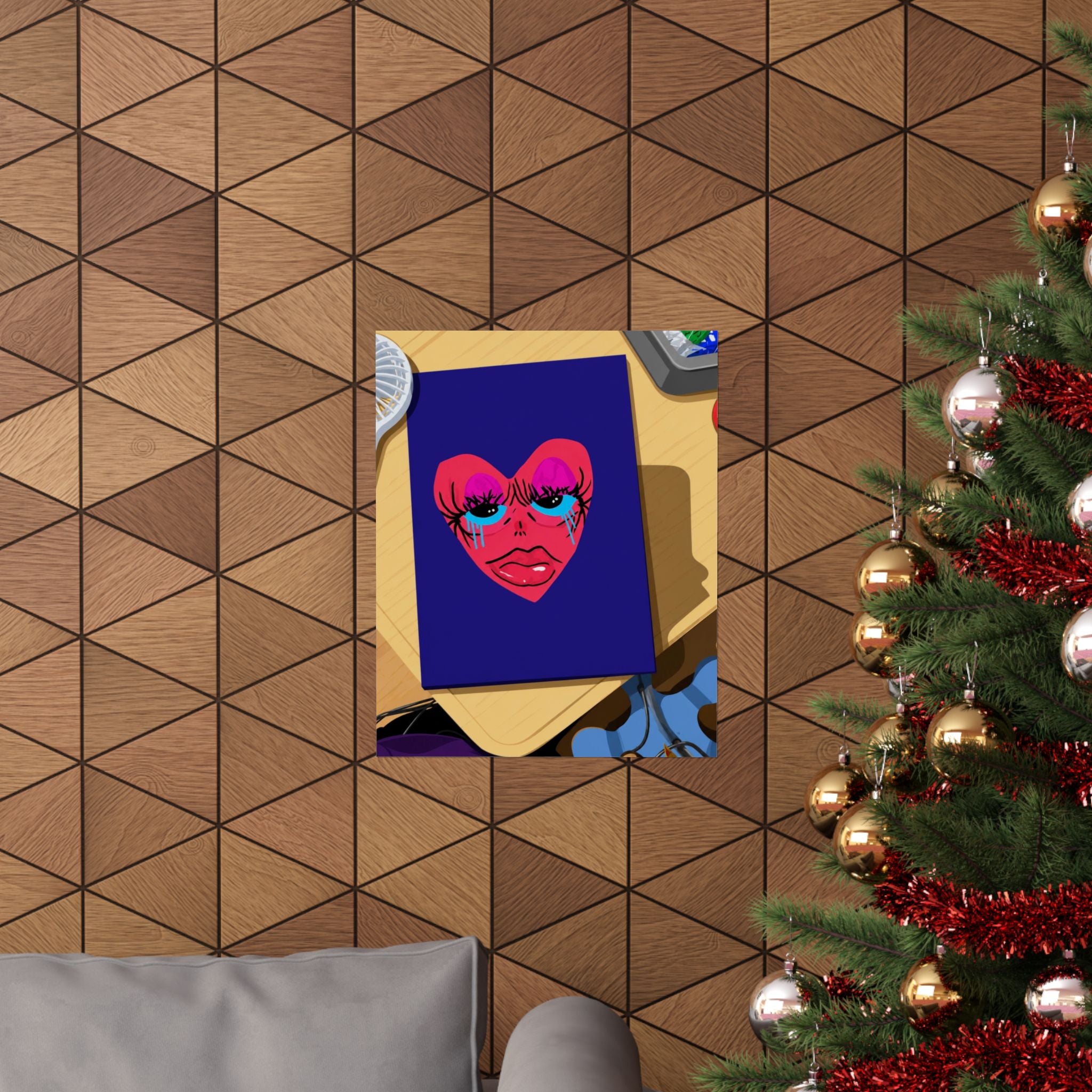 Crying Heart Face Poster | Matte Vertical Poster