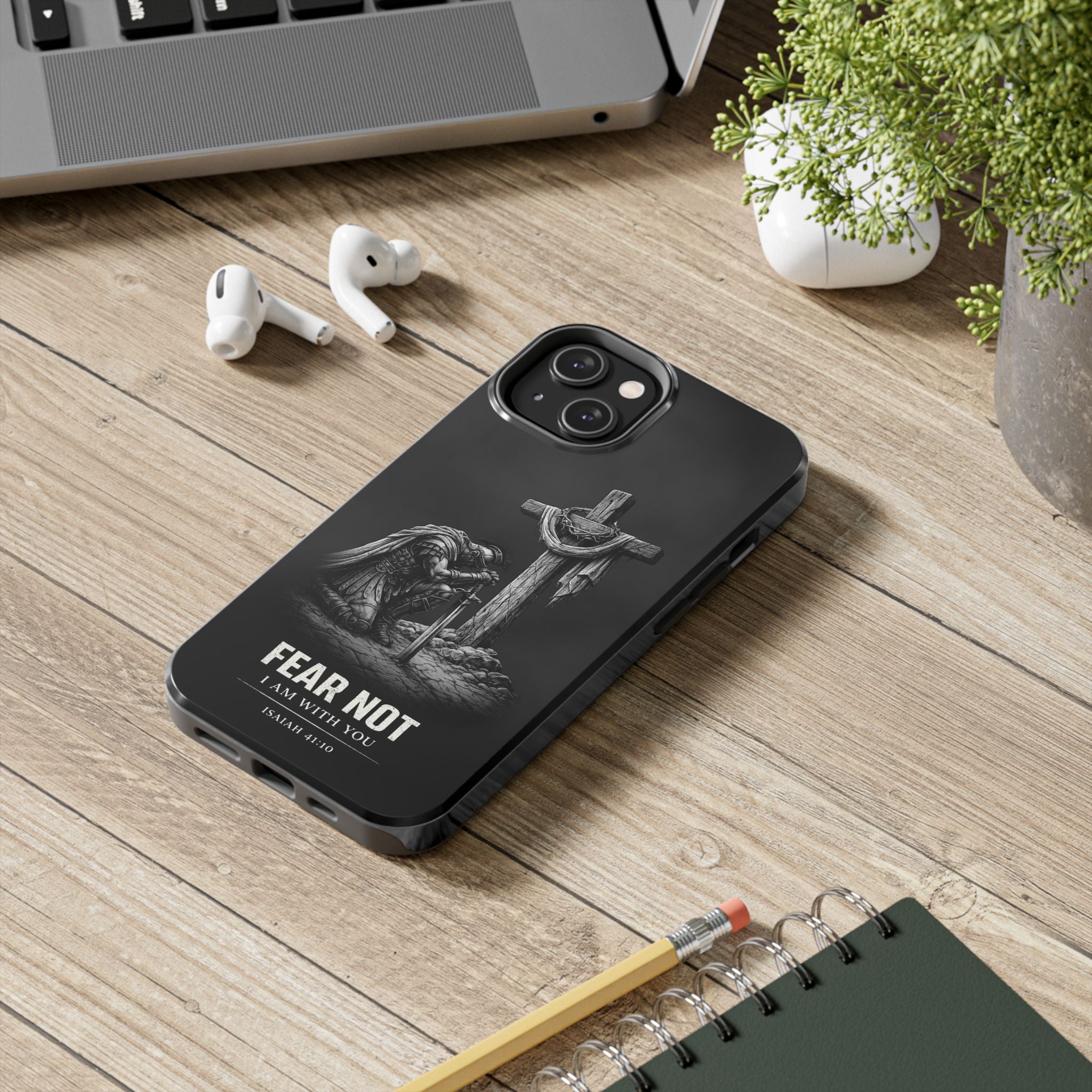 Warrior Faith iPhone 17 16 15 14 13 Case Isaiah 41:10 Scripture Case Christian Pro Max Case Strength Motivational Christian iPhone Case