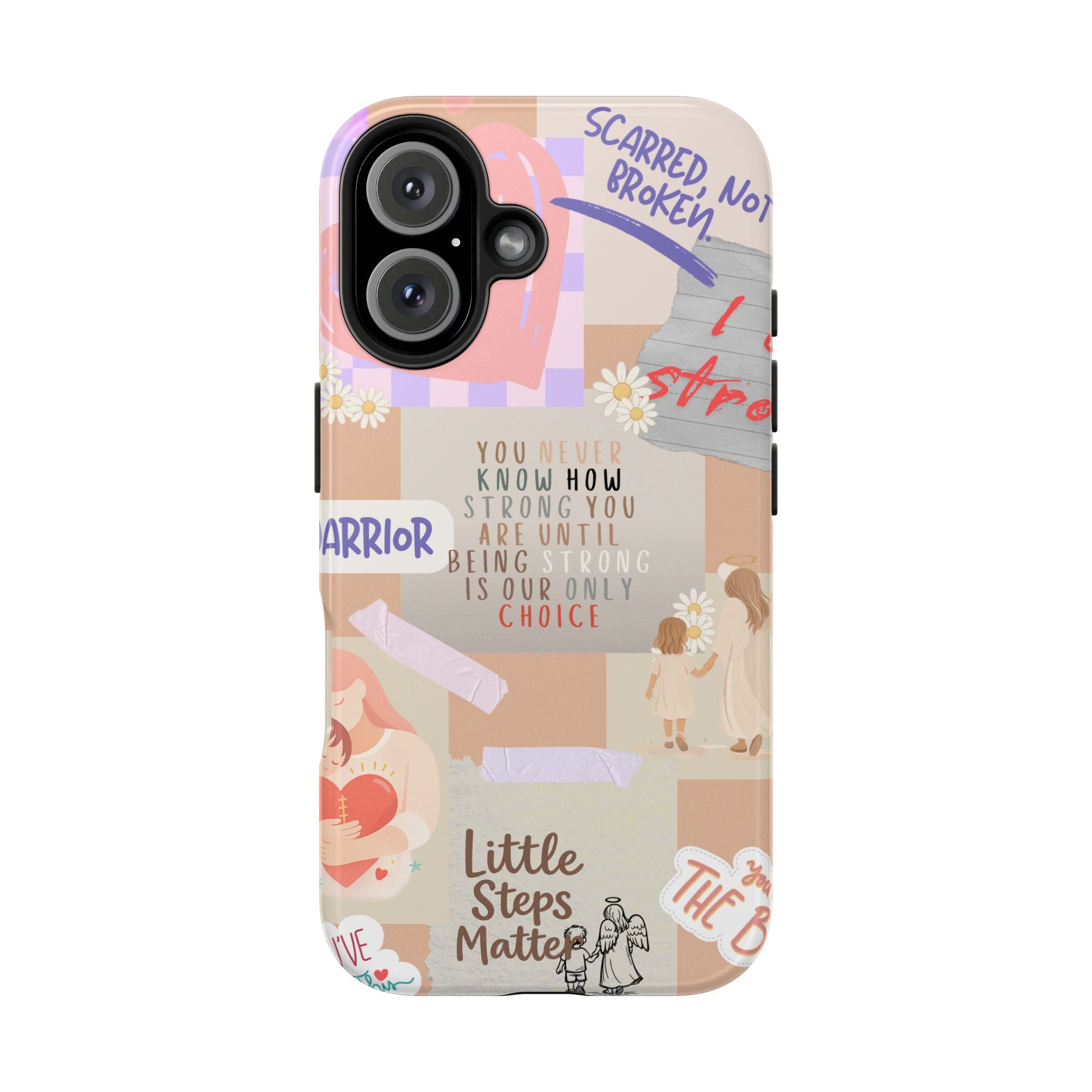 CHD Heart iPhone Case Pro Max Healing Collage Tough iPhone Case 17 16 15 14 13 12 11 mental health, encouragement, pastel stickers
