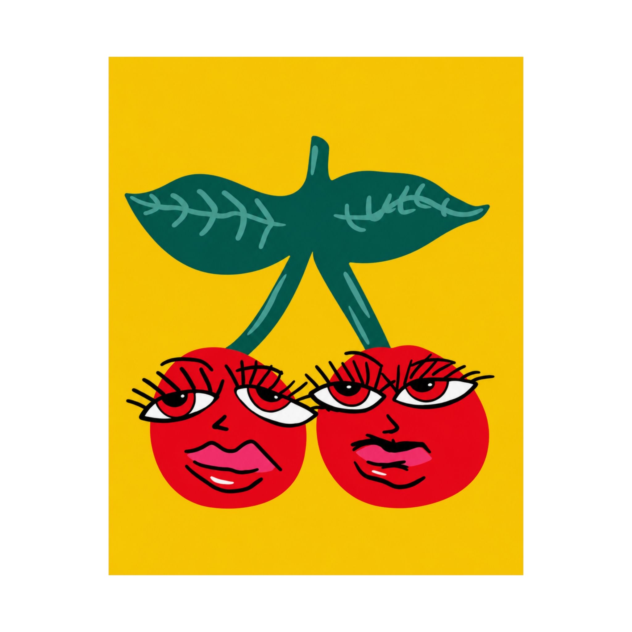 Retro Cherry Face Poster | Matte Vertical Poster