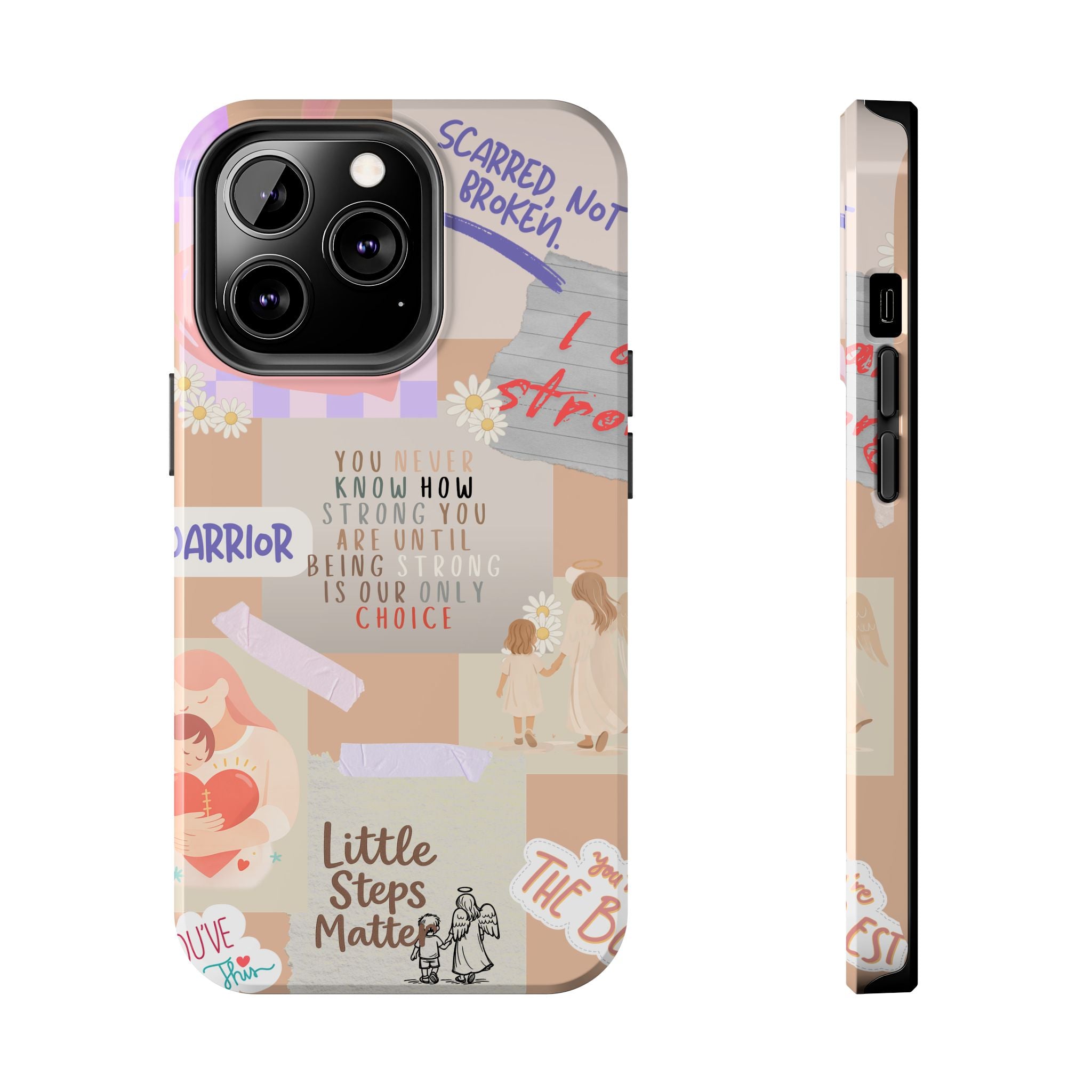 CHD Heart iPhone Case Pro Max Healing Collage Tough iPhone Case 17 16 15 14 13 12 11 mental health, encouragement, pastel stickers