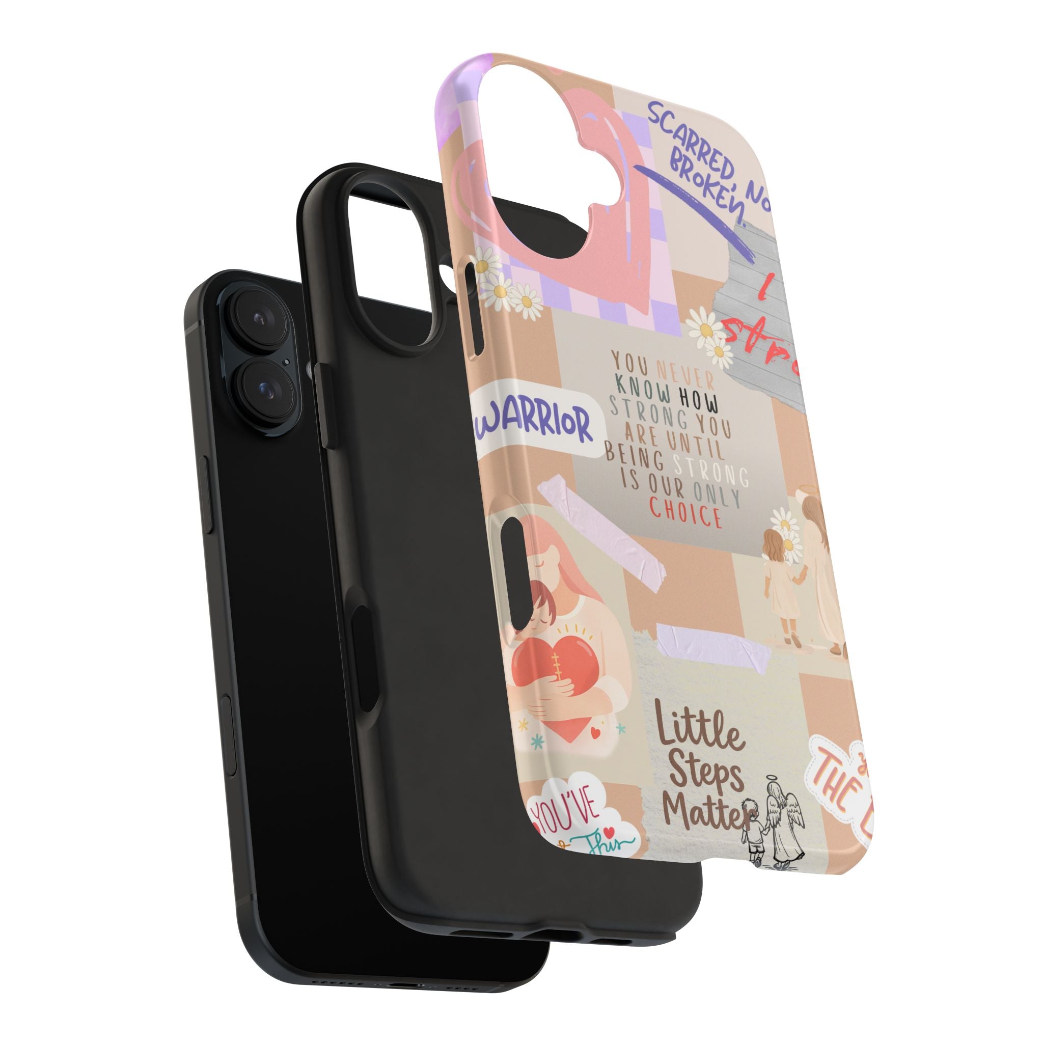 CHD Heart iPhone Case Pro Max Healing Collage Tough iPhone Case 17 16 15 14 13 12 11 mental health, encouragement, pastel stickers