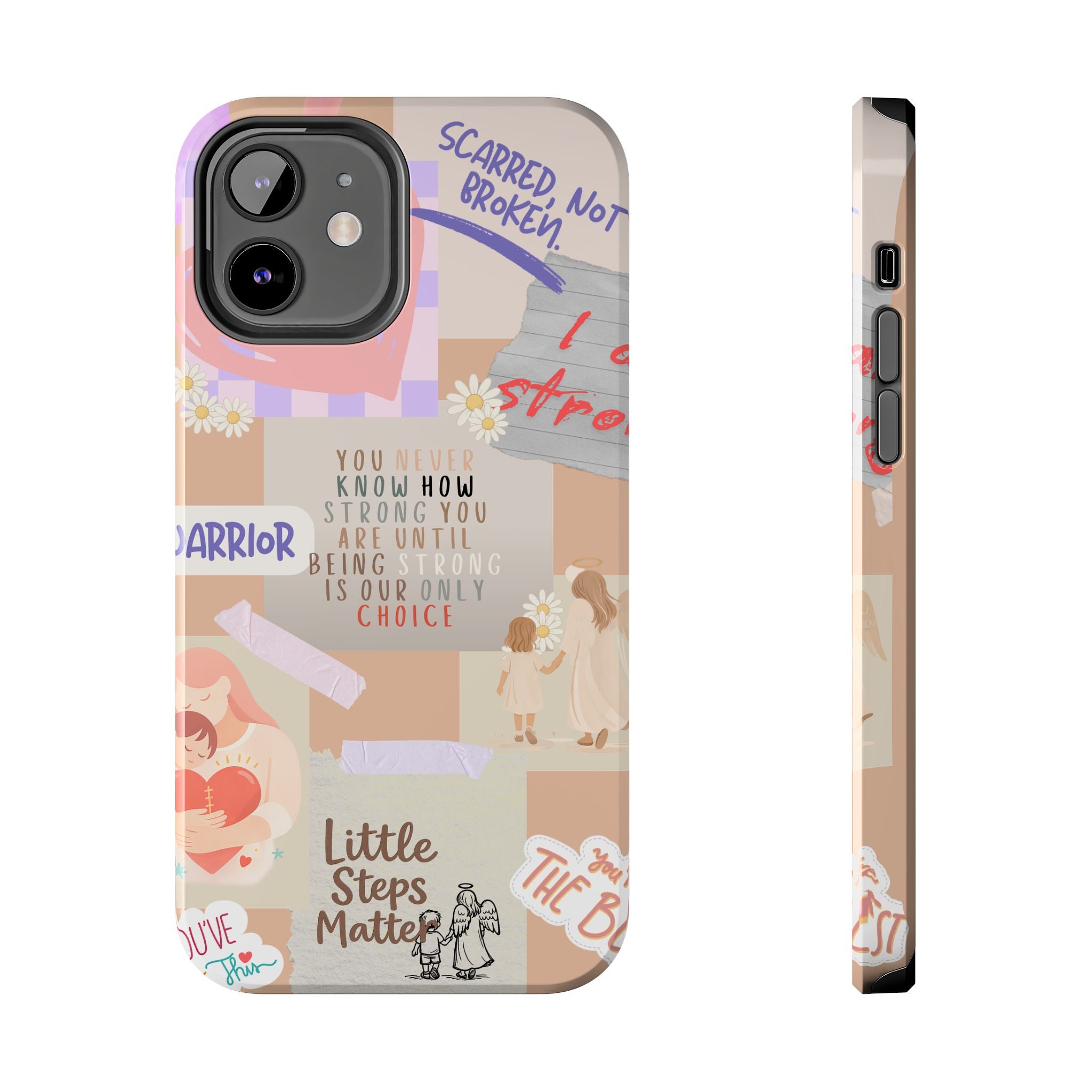 CHD Heart iPhone Case Pro Max Healing Collage Tough iPhone Case 17 16 15 14 13 12 11 mental health, encouragement, pastel stickers