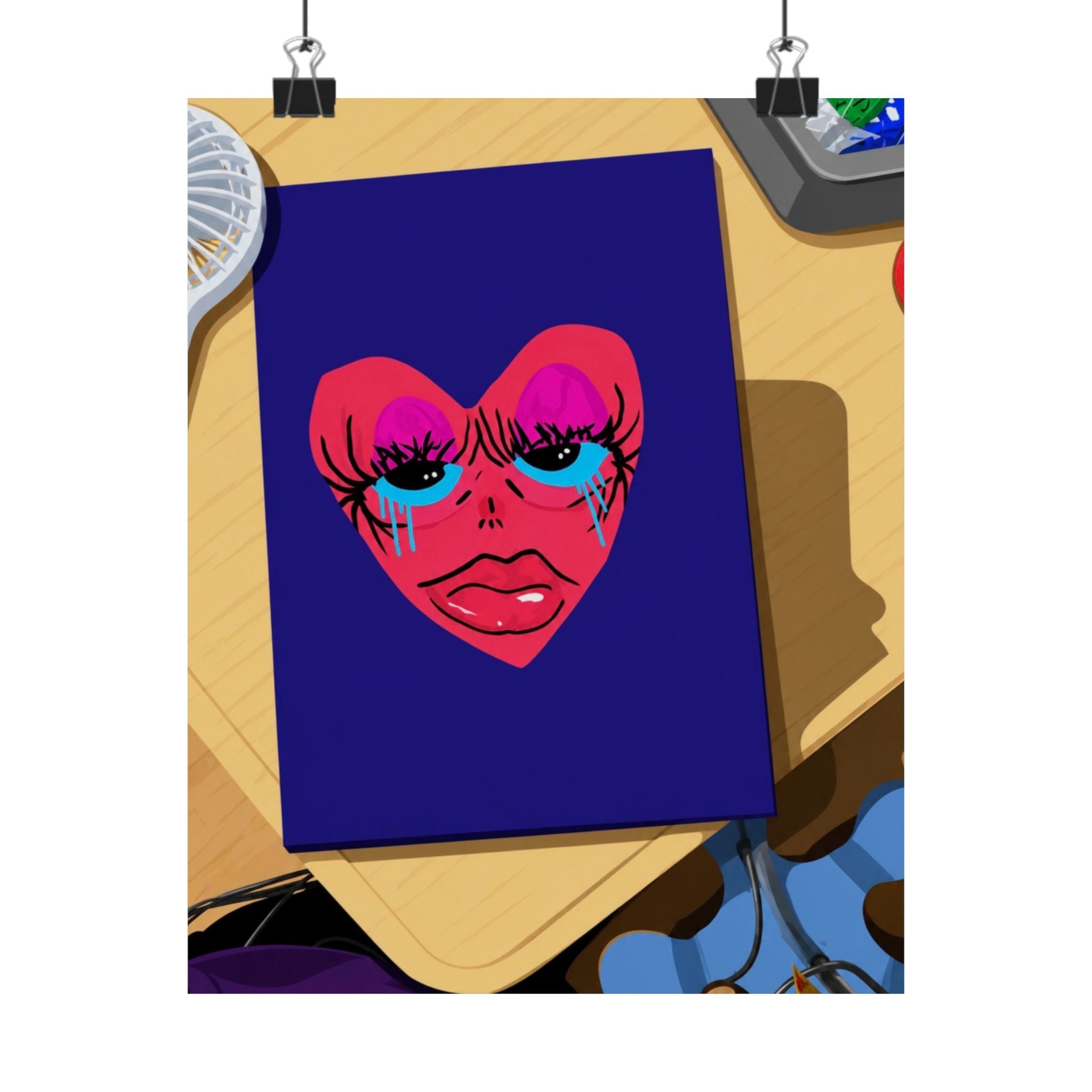 Crying Heart Face Poster | Matte Vertical Poster