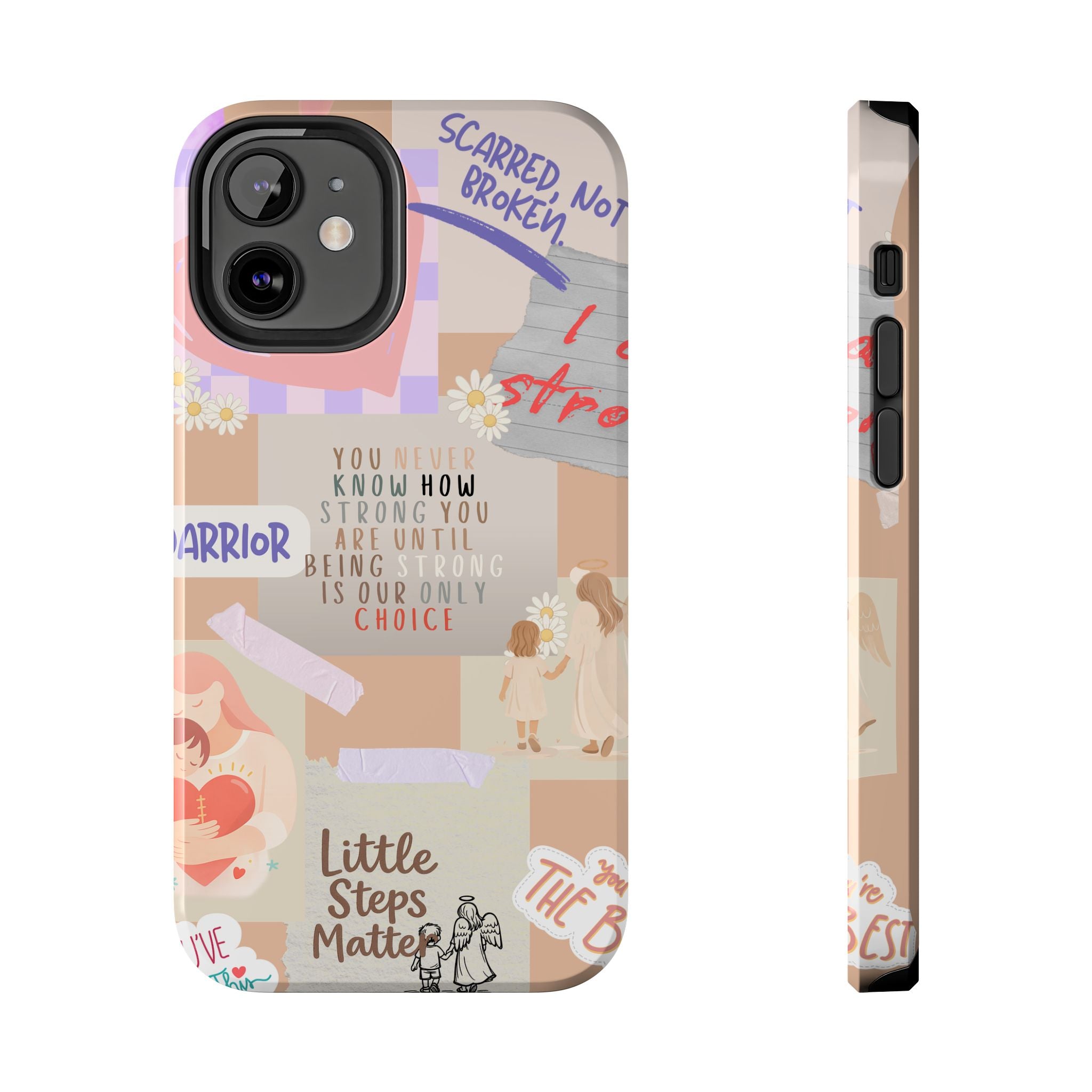 CHD Heart iPhone Case Pro Max Healing Collage Tough iPhone Case 17 16 15 14 13 12 11 mental health, encouragement, pastel stickers