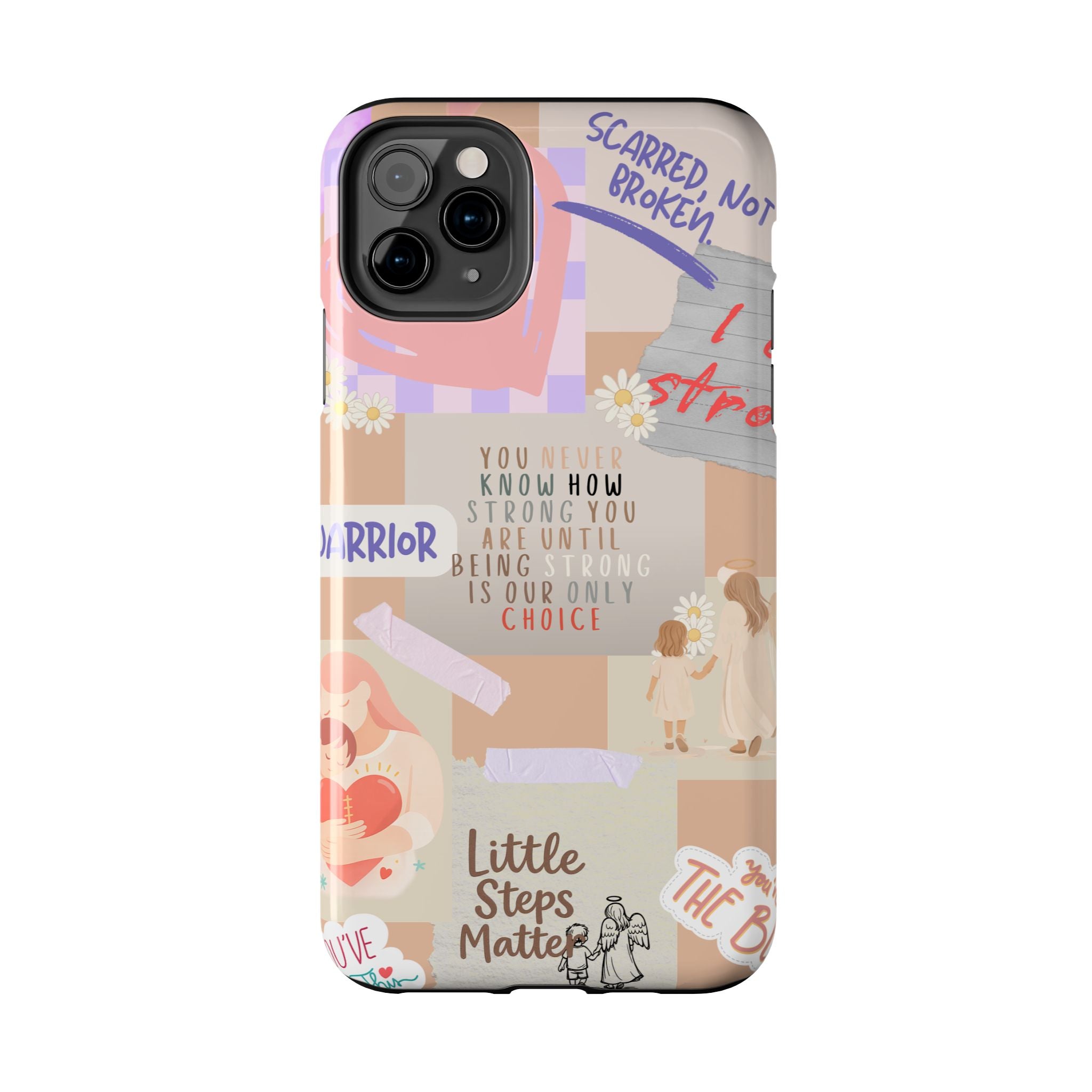 CHD Heart iPhone Case Pro Max Healing Collage Tough iPhone Case 17 16 15 14 13 12 11 mental health, encouragement, pastel stickers