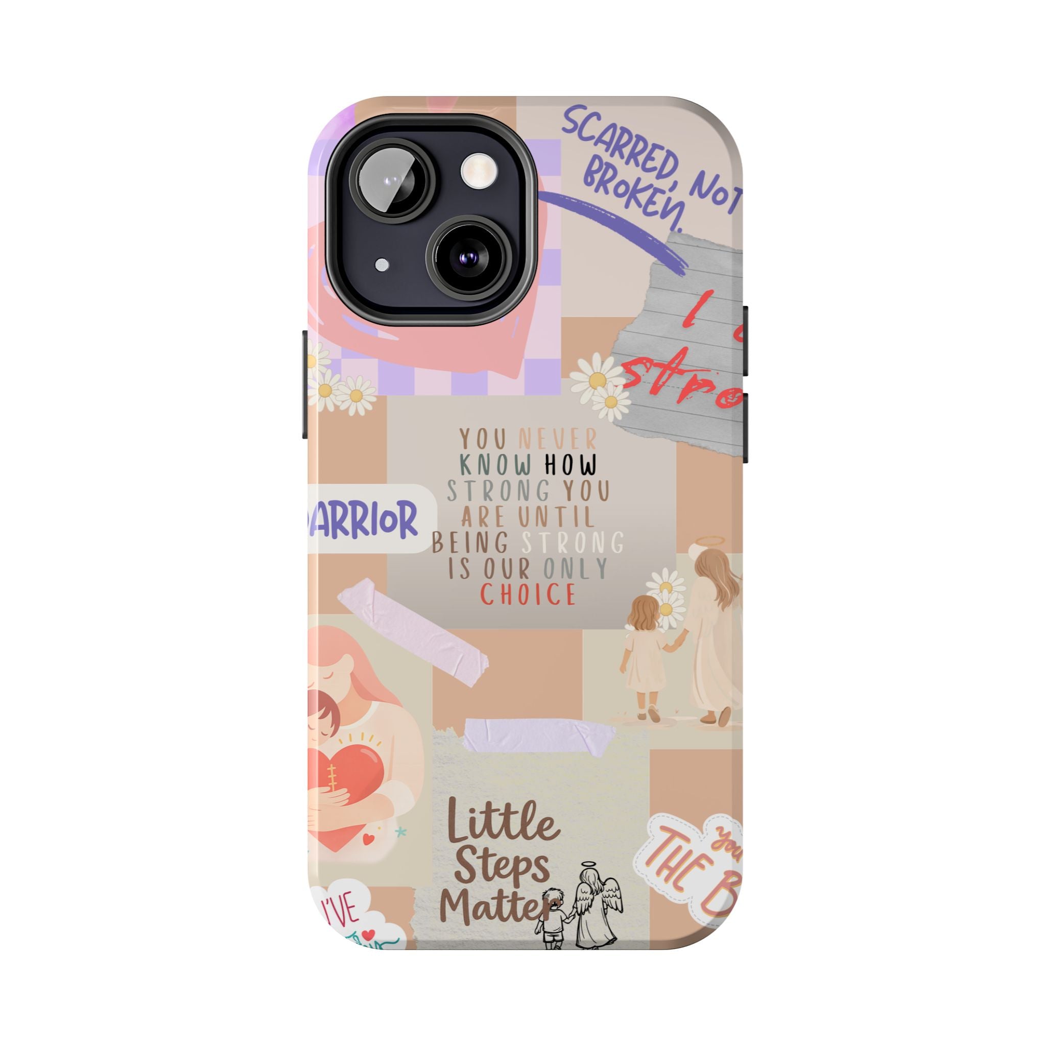 CHD Heart iPhone Case Pro Max Healing Collage Tough iPhone Case 17 16 15 14 13 12 11 mental health, encouragement, pastel stickers