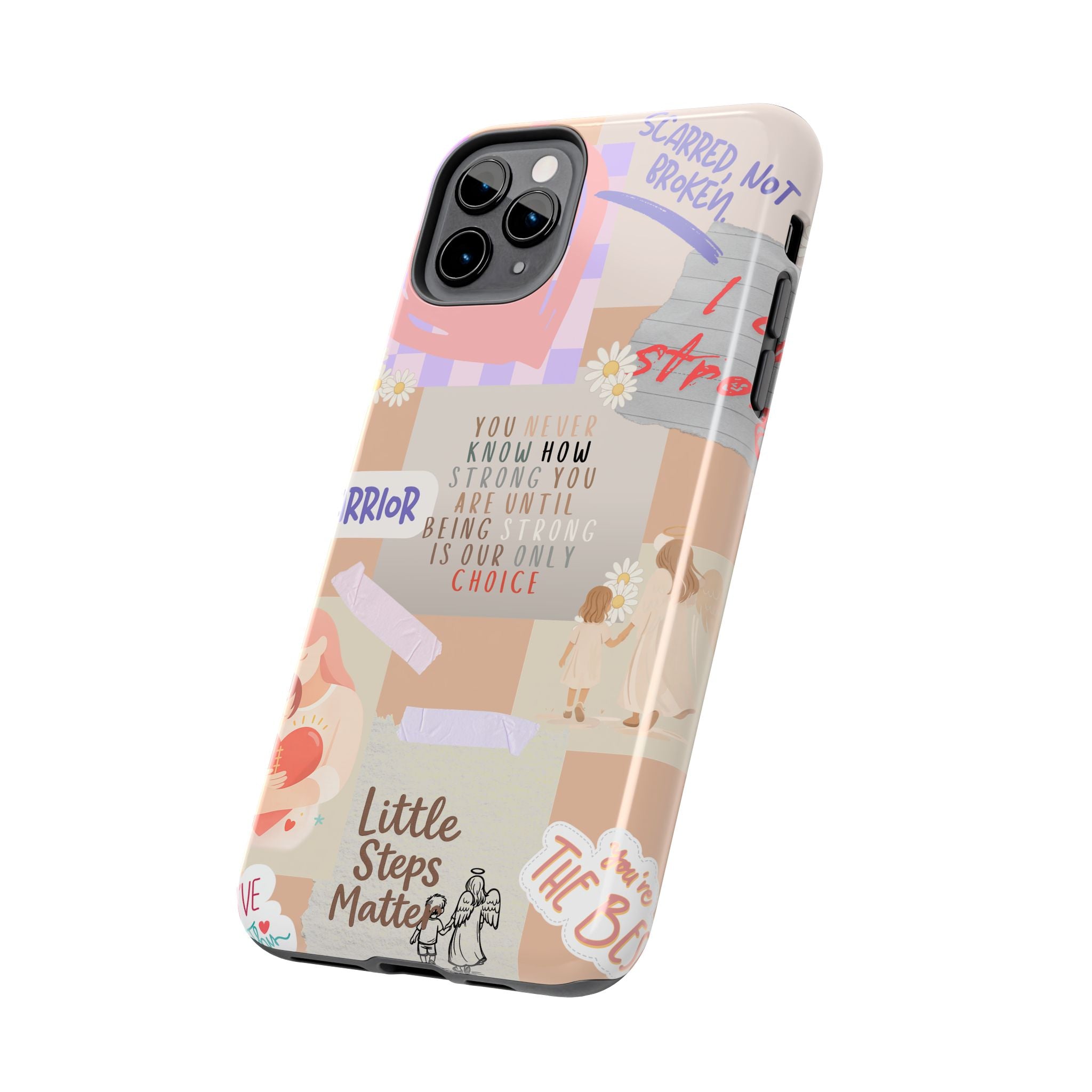 CHD Heart iPhone Case Pro Max Healing Collage Tough iPhone Case 17 16 15 14 13 12 11 mental health, encouragement, pastel stickers